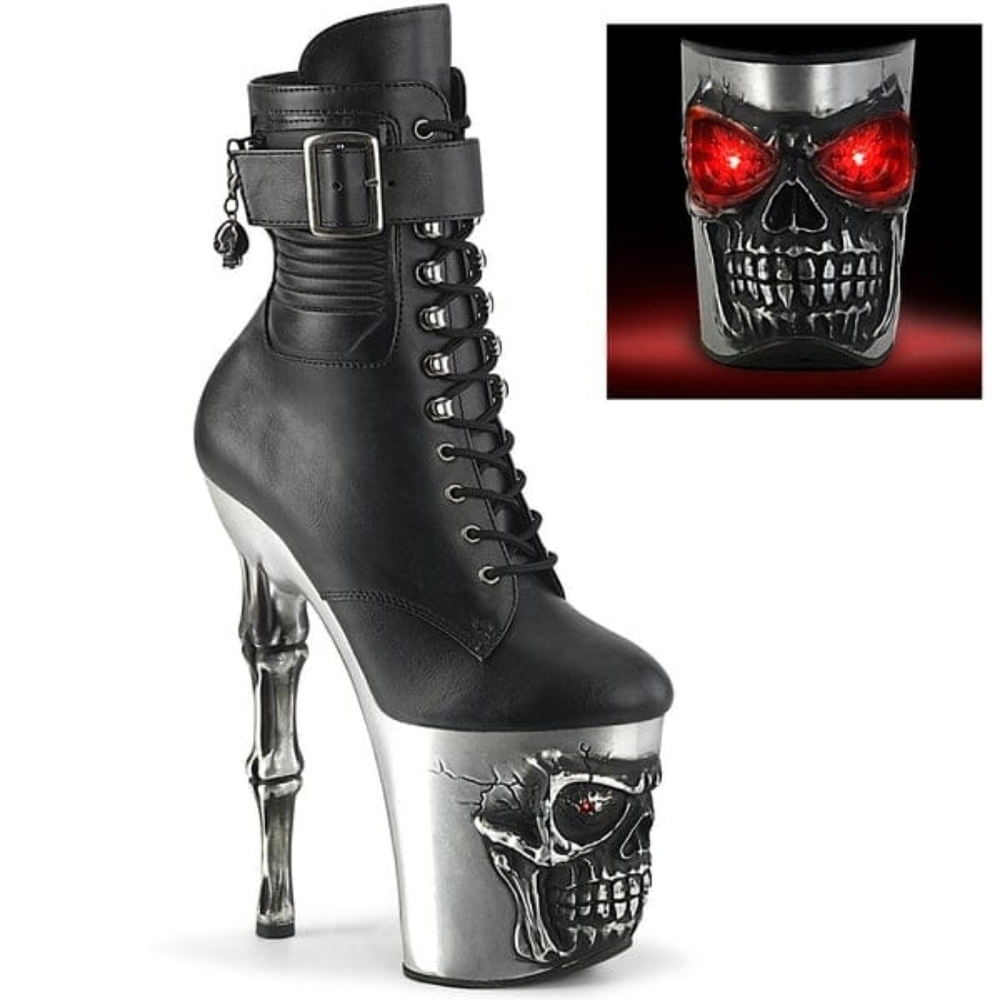 Pleaser Rapture Skull light-up stiletto heels Size 9 Women's